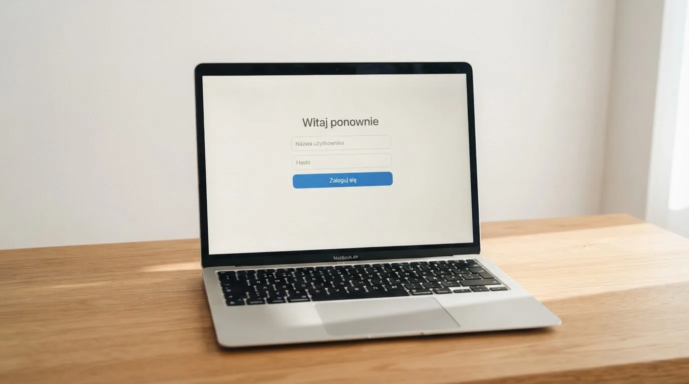 Strona logowania oficjalnej platformy Total Casino na ekranie laptopa, jedynego legalnego kasyna online w Polsce