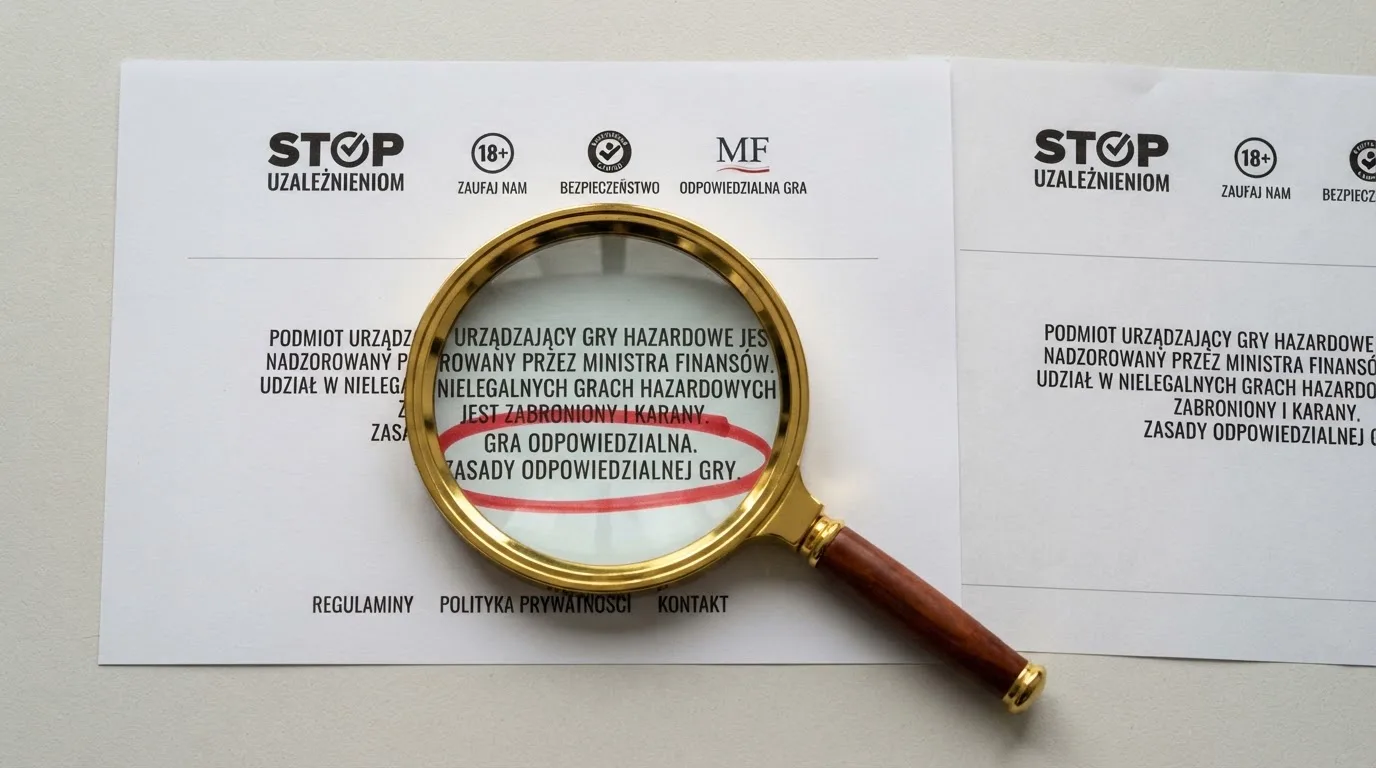 Lupa nad stopką strony kasyna, w której zakreślono na czerwono stary numer licencji z Curaçao